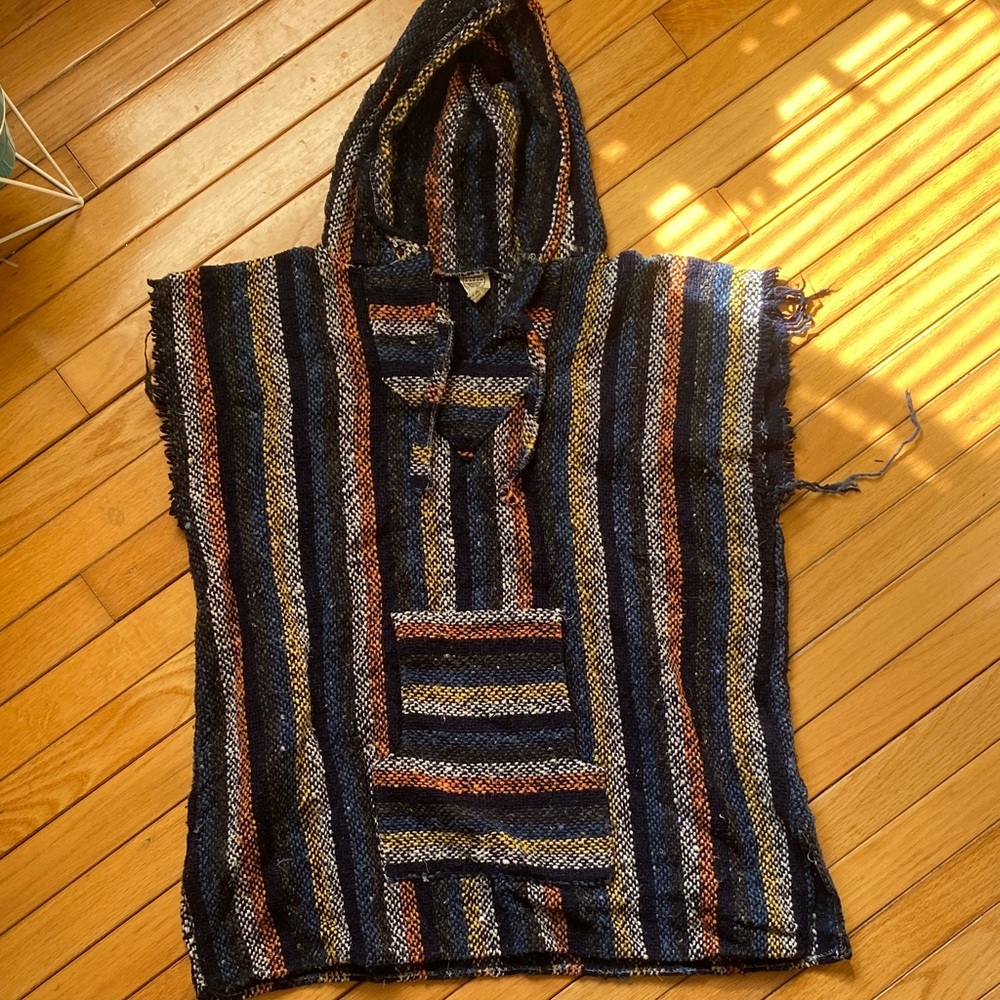 Striped Hooded Poncho